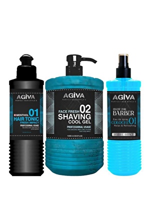 Agiva Shaving Cool Gel 1000ml+Tıraş Kolonyası+Hair Tonic