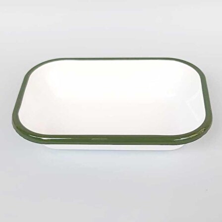 Emaye Meze Tabağı Asker Yeşili Bant 16 cm