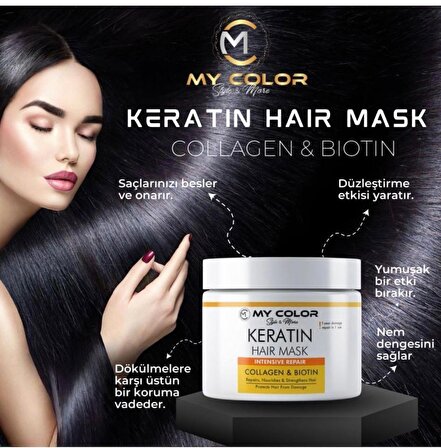 Mycolor Style&more Keratin Hair Mask collagen&bıotin dökülen ve yıpranmış saçlar için onarıcı etki 500ml