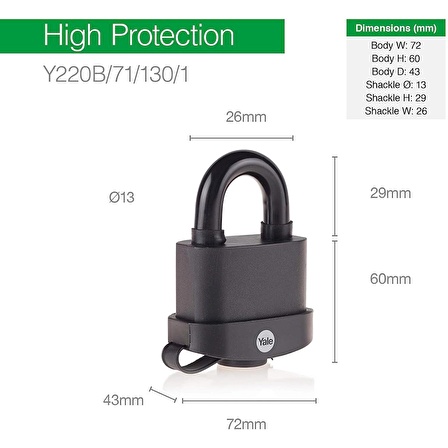 Protector Hex13 Motosiklet Zincir Kilit 13mmx120cm