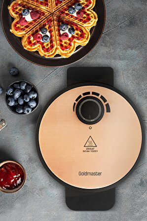 Goldy Rose Gold 1000 Watt Taşmayı Önleyen Derin Plakalı Aşırı Isınmaya Dayanıklı Waffle Makinesi