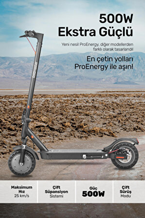 Pro-Energy 500W Ön Arka Süspansiyon 10” Patlamaz Tekerlikli Elektrikli Scooter