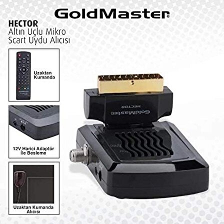GoldMasterHector Mini Altın Uçlu Scart Girişlli Tüplü TV Uyumlu Scart Uydu Alıcısı