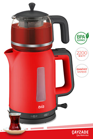 Evia Çayzade 2200 W Çay Makinesi Kırmızı 