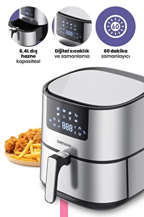 Gold Master GM-7483 Novo 6.4 lt Yağsız Airfryer Inox