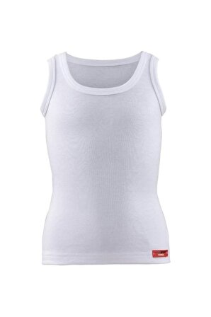 Blackspade Beyaz Çocuk Yuvarlak Yaka Kolsuz Düz İç Giyim Atlet 02-9264-Thermal Si