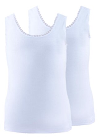 Blackspade Beyaz Kız Çocuk Yuvarlak Yaka Kolsuz Düz İç Giyim Atlet 42-1297-2 Pack Sin