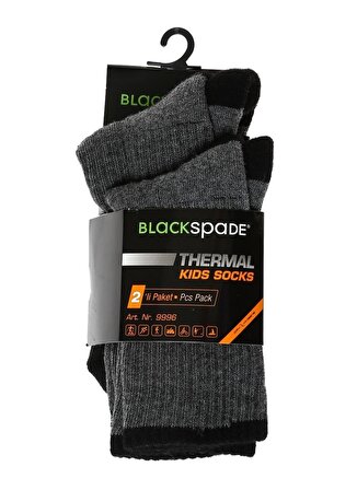 Blackspade Koyu Antrasit Çocuk Düz Spor Çorap 42-9996-Termal Çor
