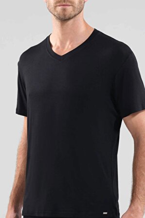 Blackspade 9308 - Silver %94 Modal V Yaka T-Shirt