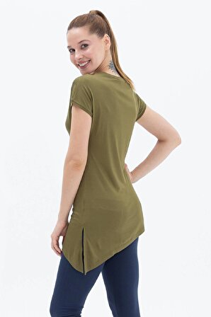 Blackspade Kadın Tensel Yuvarlak Yaka Kısa Kol T-shirt Yeşil