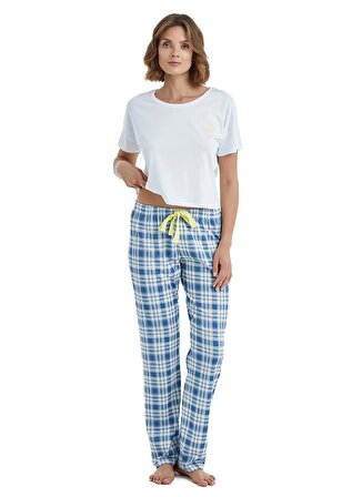 Blackspade Beyaz - Mavi Kadın Pijama Alt 60432