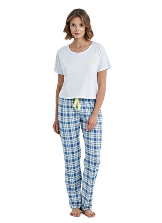Blackspade Beyaz - Mavi Kadın Pijama Alt 60432