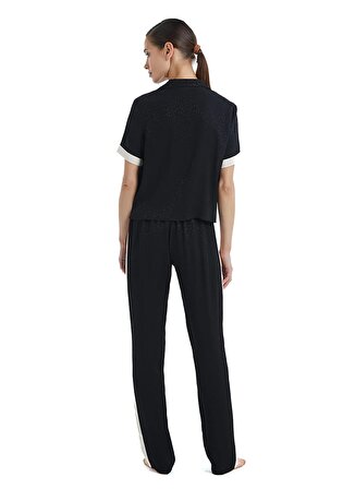 Blackspade Gömlek Yaka Düz Siyah Kadın T-Shirt 60364