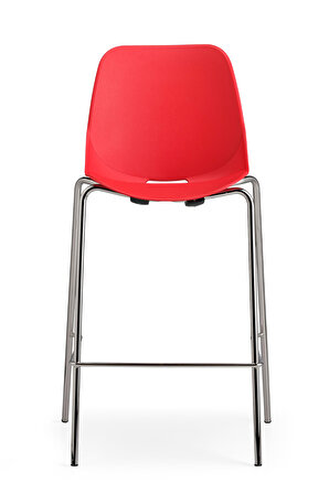 Bürotime Quick Bar Sandalyesi | Krom Ayak - Kırmızı