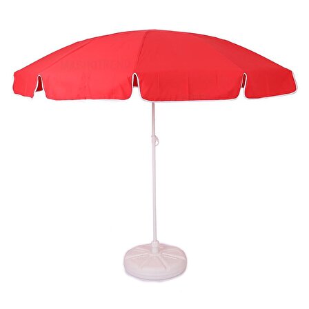 Polyester 2 Metre Kırmızı Şemsiye - Tepeden Kırmalı Plaj Şemsiye - Bahçe Şemsiyesi - Balkon Şemsiyesi