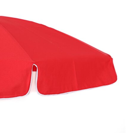 Polyester 2 Metre Kırmızı Şemsiye - Tepeden Kırmalı Plaj Şemsiye - Bahçe Şemsiyesi - Balkon Şemsiyesi
