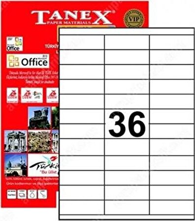 Tanex Tw-2433 70X23 Laser Etiket Tw-2433 1 A4 Sayfada 36 Etiket