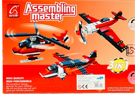 Ausini Assembling Master 3 in 1 265 Parça Hava Araçları Uçak Lego Seti