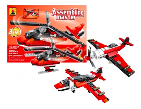 Ausini Assembling Master 3 in 1 265 Parça Hava Araçları Uçak Lego Seti