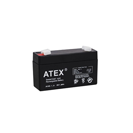 Atex Akü 6V 1.3A (9.7X5.4X2.3CM) 6 Volt 1.3Ah Akü