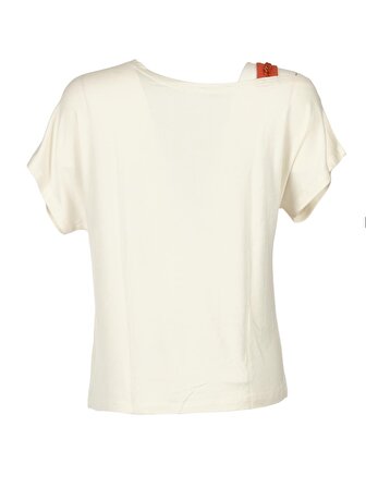 Daıdo Kayık Yaka Baskılı Düşük Kol Ekru Kadın T-Shirt 20Y291900701