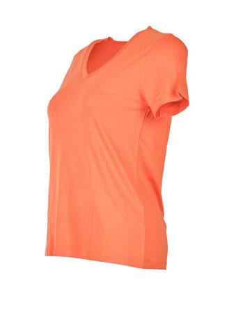 Daıdo V Yaka Basic Kısa Kollu Oranj Kadın T-Shirt 19Y291900970