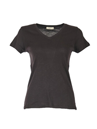 Daıdo V Yaka Basic Kısa Kollu Siyah Kadın T-Shirt 19Y291900972