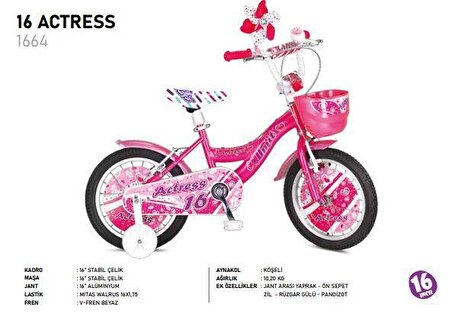Ümit 1664 16 Actress V BMX Sepetli 16 Jant Kız Çocuk Bisikleti - Pembe