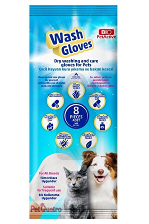 Wash Gloves Evcil Hayvan Kuru Yıkama Kesesi 8'li