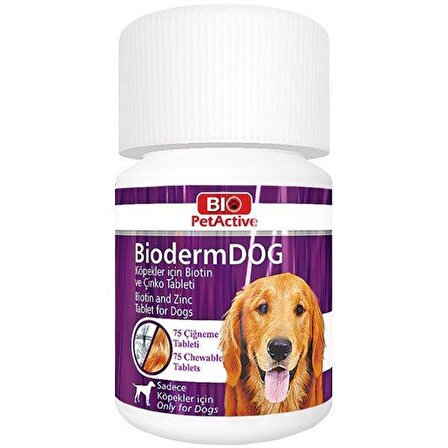 Bio Pet Active Yavru - Yetişkin Deri - Tüy Sağlığı İçin Biotin - Çinko Tablet 75 Adet 