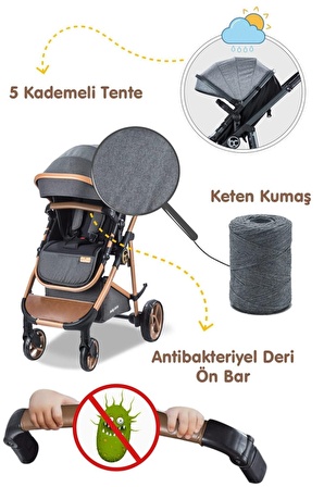 Baby Care BC-300 Exen Çift Yönlü Travel Sistem Bebek Arabası