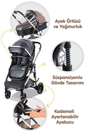 Baby Care BC-440 Collarado Chrome Çift Yönlü Travel Sistem Bebek Arabası