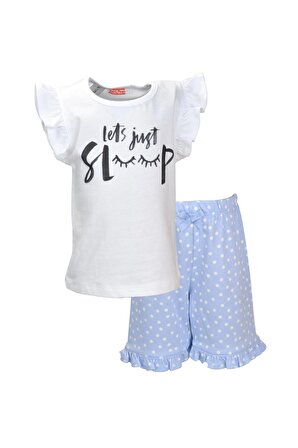 Kız Bebek Beyaz Just Sleep Şortlu Pijama Takımı (1-7yaş)