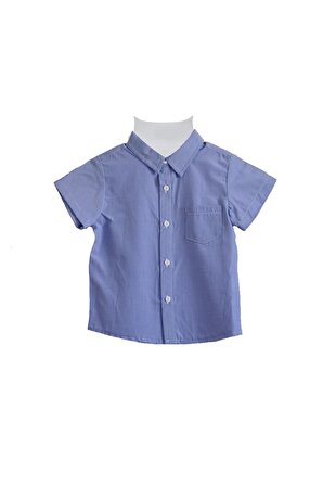 Erkek Bebek Mavi Kısa Kollu Gömlek (12-24ay)