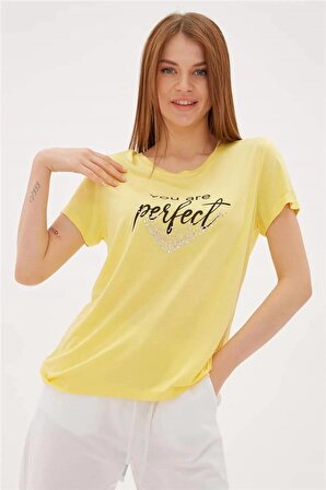 23Y0221K1 Fashion Friends Kadın T-Shirt Hardal