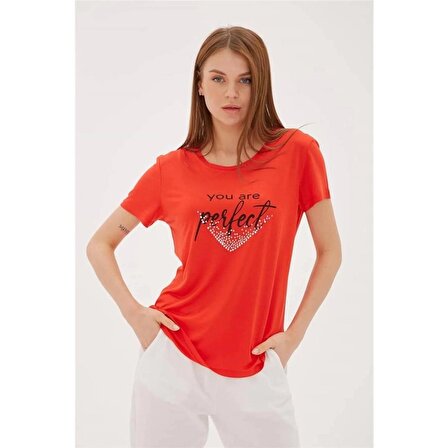 23Y0221K1 Fashion Friends Kadın T-Shirt Kırmızı