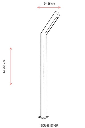 AVONNI BDR-68157-GR Siyah Boyalı Dış Mekan Aydınlatma E27 Aluminyum Polikarbon/Akrilik Cam 65cm