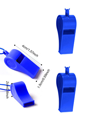 Lacivert Plastik Düdük, 4 Adet İpli Yüksek Sesli Hakem Düdüğü Hediyelik Parti Düdükleri 