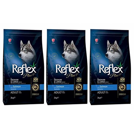 Reflex Plus Plus Somonlu Orta - Büyük Irk Yetişkin Kuru Köpek Maması 3x3 kg