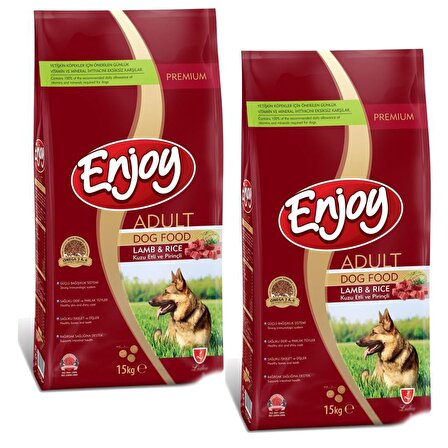 Enjoy Kuzu Etli-Pirinçli Yetişkin Kuru Köpek Maması 2x15 kg