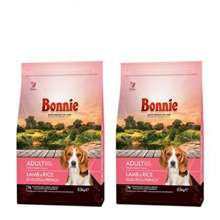 Bonnie Kuzu Etli-Pirinçli Yetişkin Kuru Köpek Maması 2x2.5 kg