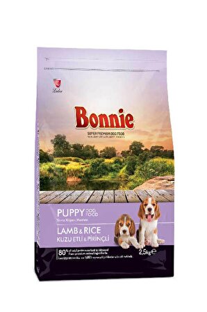 Bonnie Kuzu Etli-Pirinçli Yavru Kuru Köpek Maması 2.5 kg