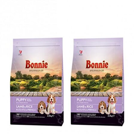 Bonnie Kuzu Etli-Pirinçli Yavru Kuru Köpek Maması 2x2.5 kg