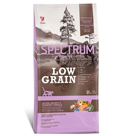 Spectrum Low Grain Somonlu ve Hamsili Kısırlaştırılmış Yetişkin Kedi Maması 12+1 Kg