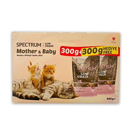 Spectrum Low Grain Mother & Baby Kuzu Etli ve Pirinçli Kedi Maması 300 Gr + 300 Gr (2li Kutu)