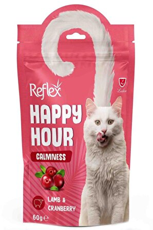 Reflex Happy Hour Sakinleştirici Kuzulu Kızılcıklı Kedi Ödül 60 Gr
