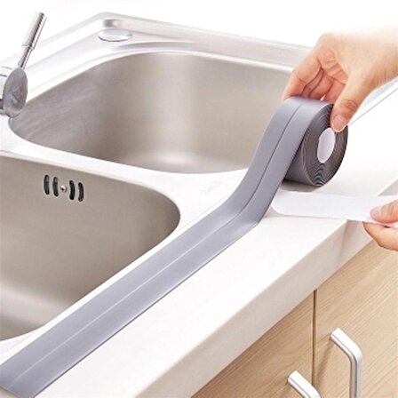 Gri Su Sızdırmaz Banyo Mutfak Lavabo Küvet İzolasyon Şerit Bant (4251)