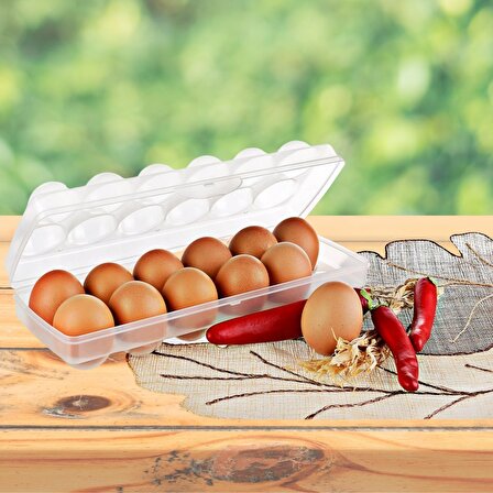 12&amp;apos;li Şeffaf Kapaklı Kilitli Yumurta Saklama Kabı Kutusu Aparatı (4251)