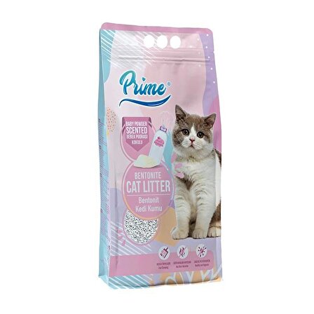 Prime Bentonit Bebek Pudralı Kokulu Topaklaşan KALIN Kedi Kumu 5 Lt