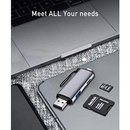 DAYTONA ADS-307 3'LÜ OTG => USB+Type-C+Micro USB KART OKUYUCU (3in1)